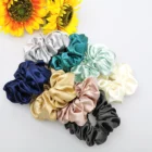 100% Silk 5cm Navy Blue 100% Silk 5cm Silk Women Hair Silk Scrunchie Ties With New Colors
