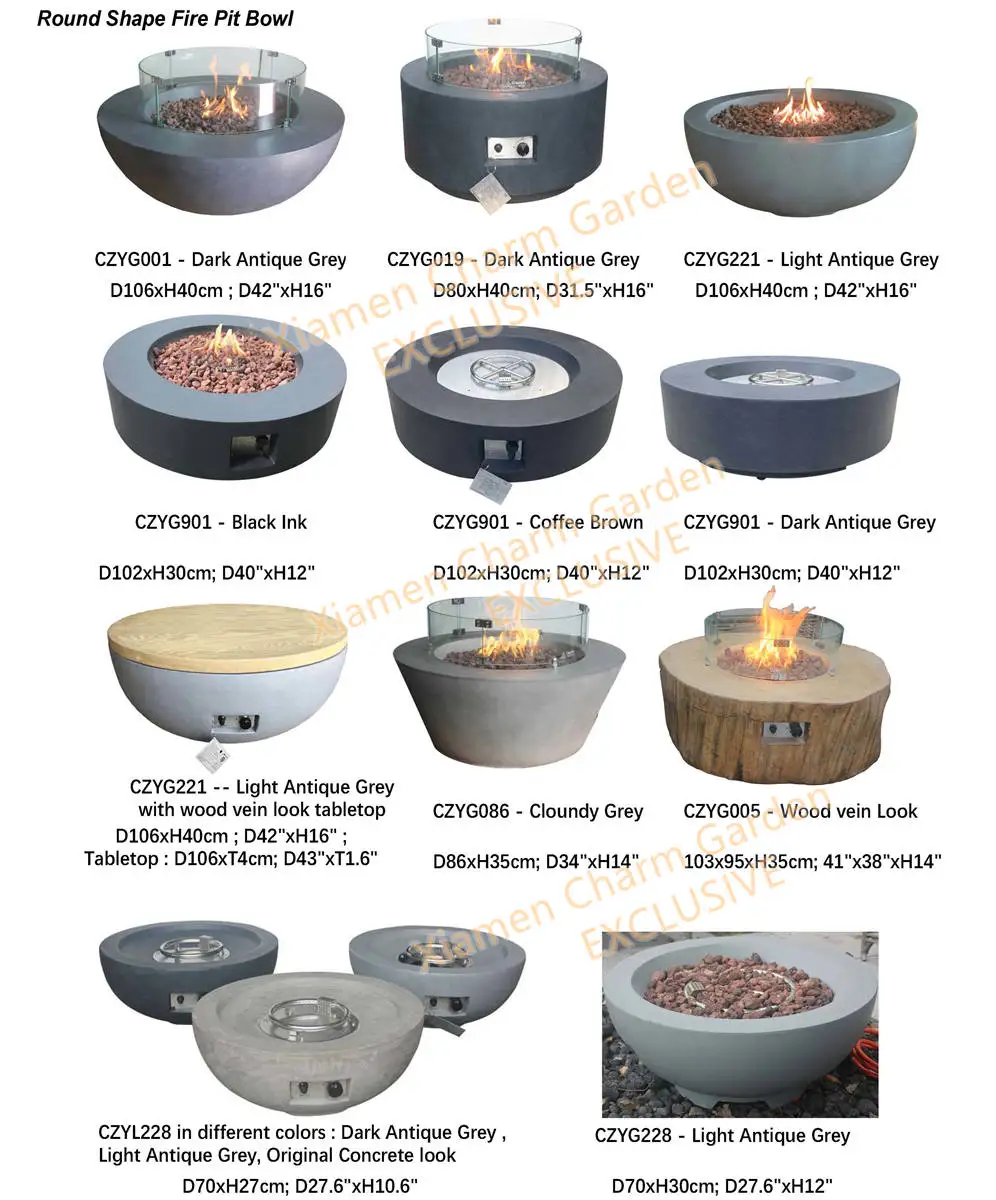 Round gas firepit bowls-