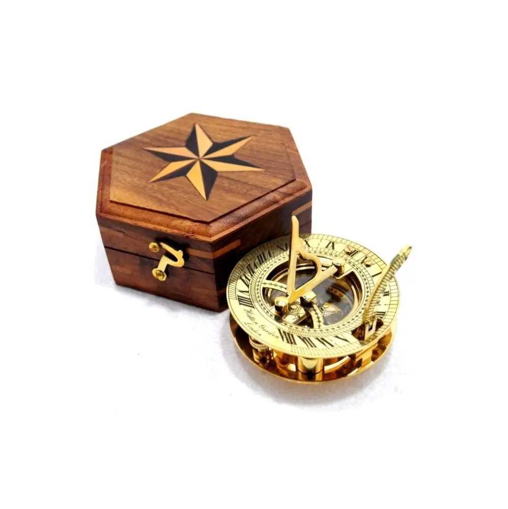 U.S Handicrafts Solid Brass Sundial Compass Brass Navigational Instrument............ 
