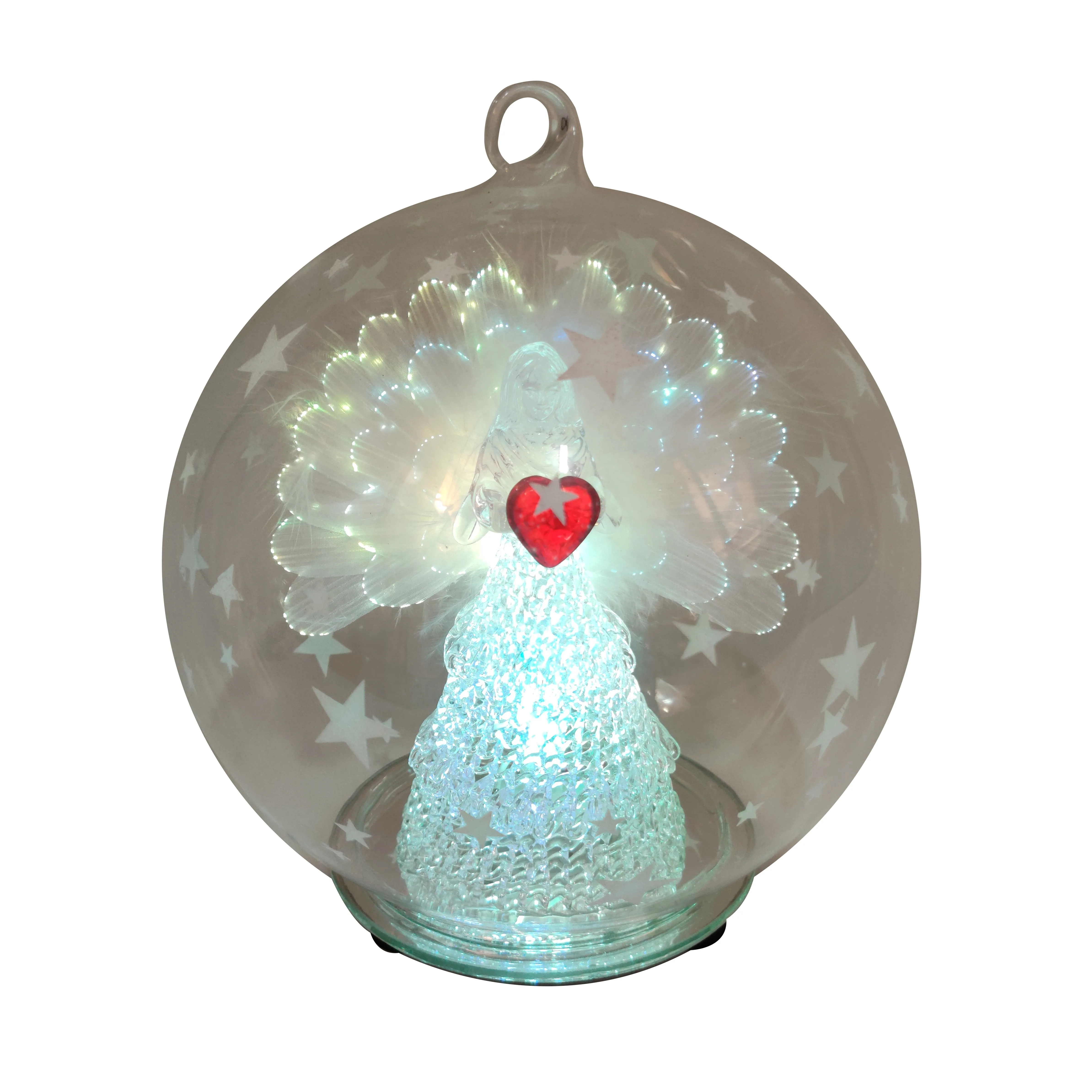 Wholesale clear decorative glass craft art led hanging hand blown hanging glass bauble balls Christmas decoration for sale supplier