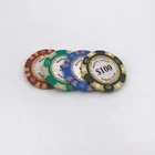 Clay Chip Clay 14g Clay 3-Tone Monte Carlo Poker Chip With Golden Trim Sticker