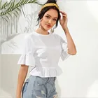 Wholesale Women Work Shirts Blouses Short Sleeve Holiday Top