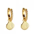 Shell Earrings ROXI Summer Sea Shell Sexy Exaggerated S925 Sterling Silver Large Scallop Pendant Hoop Earrings