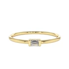 Finger Ladies Finger Solid Gold Ring Design 14K Single Baguette Solitaire Diamond Ring Classic Women Jewelry