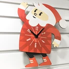 Children Christmas Gift Creative Santa Claus Analog Wall Clock Decorative Mdf Wooden Clock