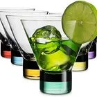 Glass Of 8 - Ounce Martini Glass Set Of 6 With Stylish Colorful Bases