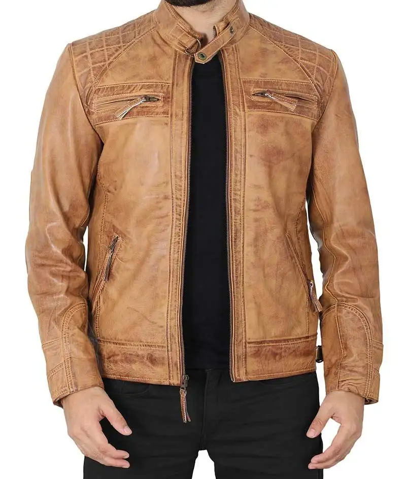 Yessica Leather Jacket brown casual look Fashion Jackets Leather Jackets 