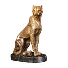 Hand Cast European Home Decoration Craft Bronze Leopard Sculpture
