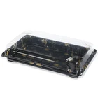 Plastic Box Black Printed BOPS Plastic Sushi Takeaway Box Sushi Packaging Boxes With Clear Lid