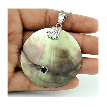 Latest Design 925 Sterling Silver Pendent Jewelry Customized 100% Natural Amethyst Shell Gemstone Pendent