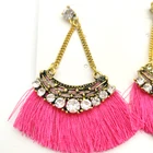 Pendant Earrings 2022 New Tassel Pendant Earrings Retro Fan Earrings Large Rhinestone Earrings