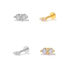 Earrings ROXI 2 Small Zircon S925 Sterling Silver Earrings 16G Flat Back Thread Piercing Cartilage Earrings