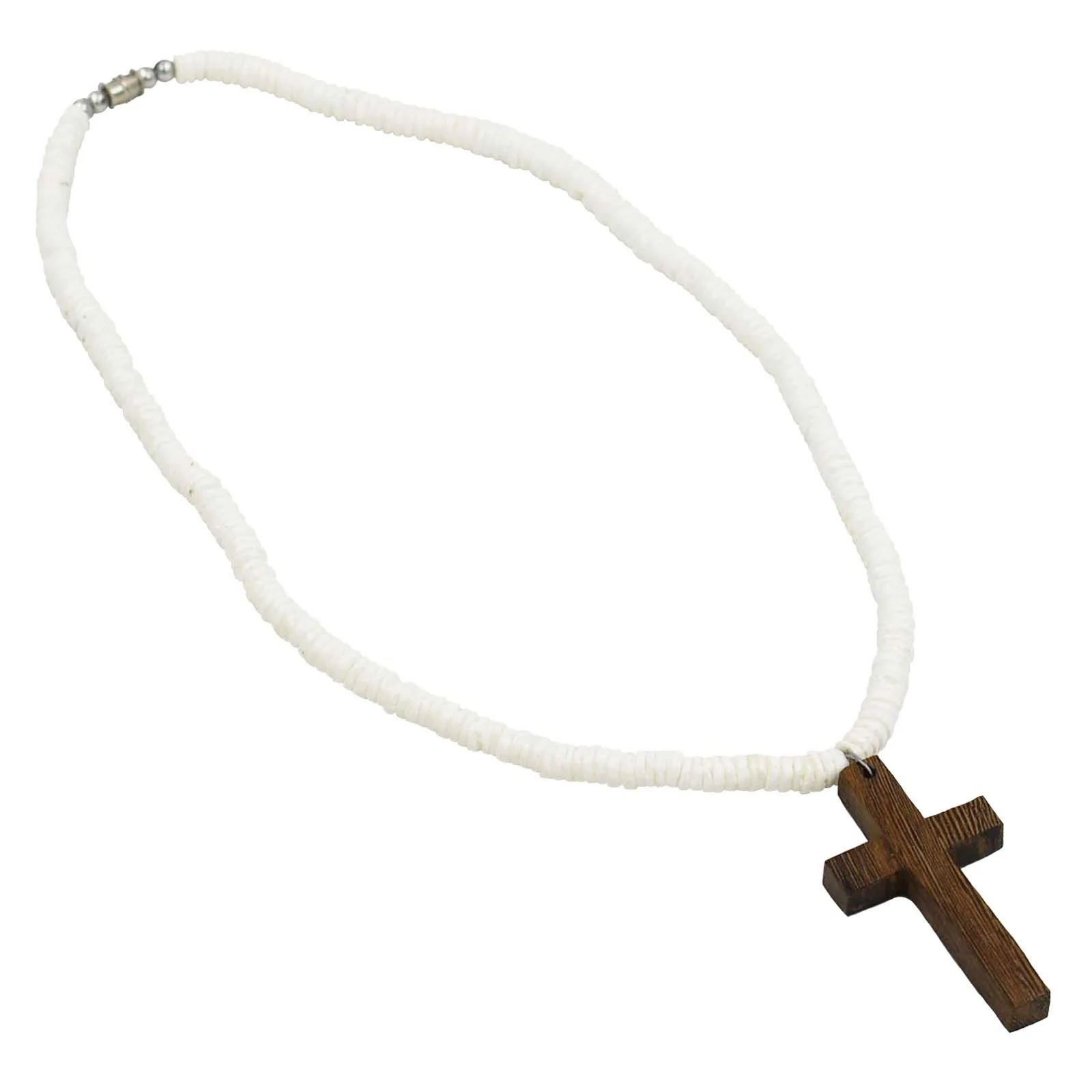 puka shell necklace with cross