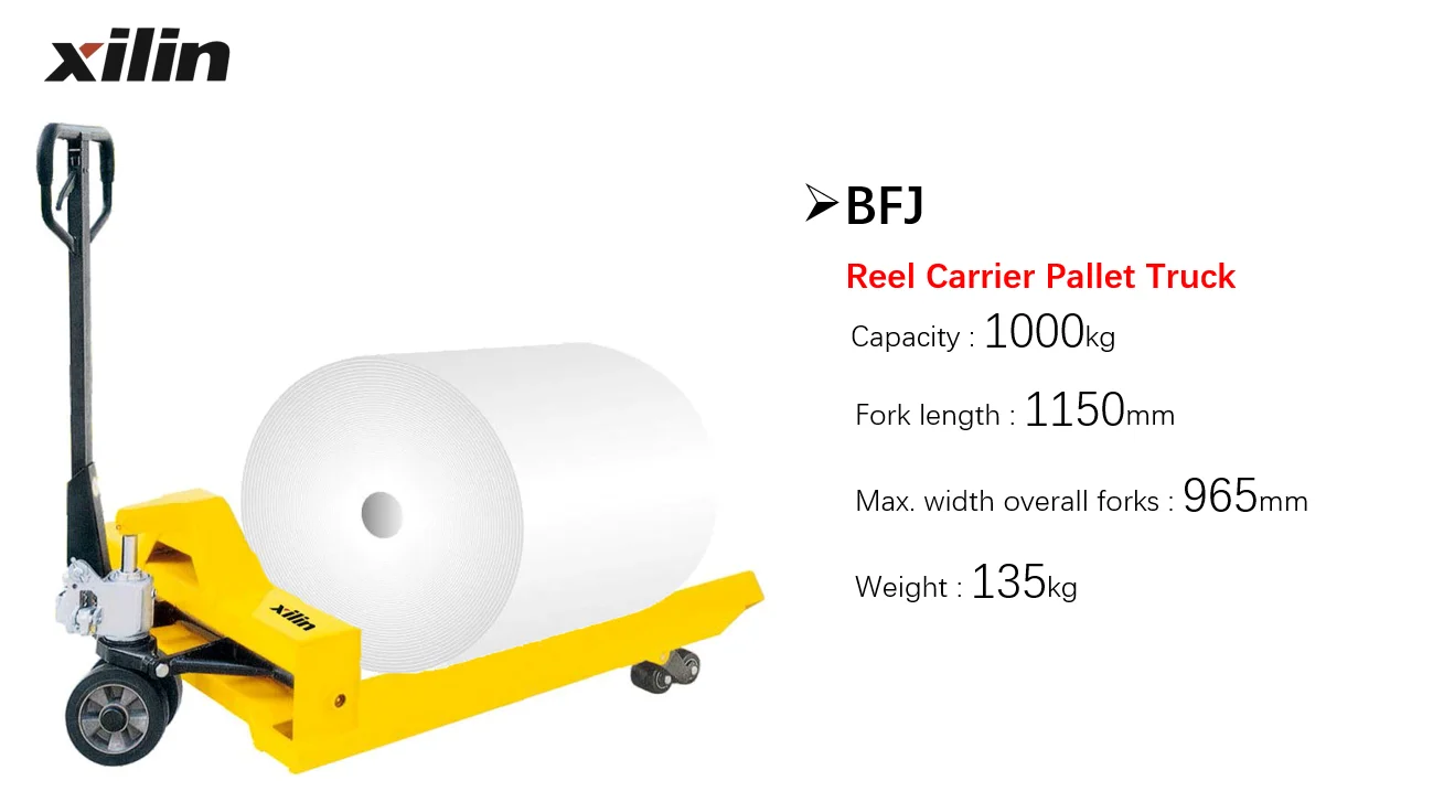 Xilin 1ton 1000kg hydraulic pallet truck manual reel carrier pallet truck forklift