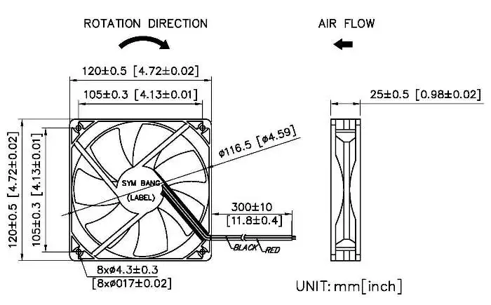 Axial Flow Cooling Fan, D12025-K, 120mm, 12V, Plastic - detail 2