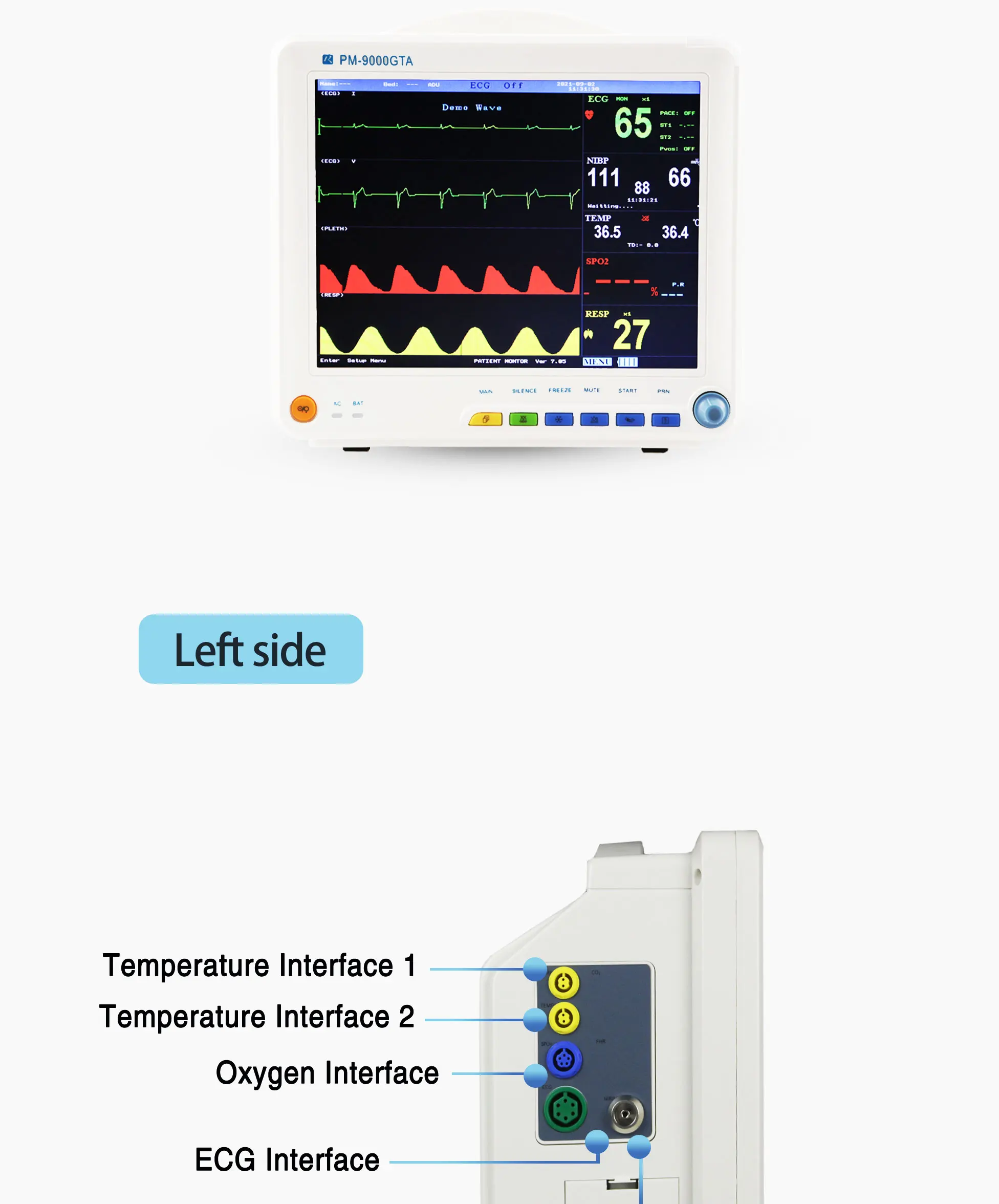 Class II Multi Parameter Patient Monitor with 1 Year Warranty and 2 Years Shelf Life