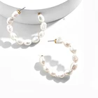 Pearl Zooying Natural Freshwater Pearl Earrings Hoop C Shape Fashion Pearl Earring Stud For Women