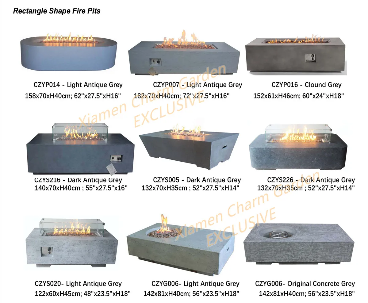 Rectangle fire pit table