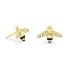 Gold Stud Earrings Gemnel 925 Sterling Silver Fashion Women Jewelry 14k Gold Plated Cz Bee Enamel Stud Earrings
