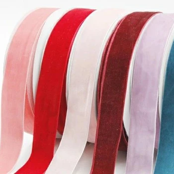 Wholesale 1inch 1.5inch 2inch Double Face Colored Velvet Ribbon Polyester Ribbon Tape