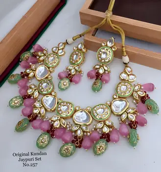 wonderful real kundan jaypuri necklace Indian jewellery real kundan set in lowest price M creation