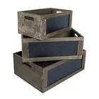 Rustic Gray Grey Set Of 3 Extra Large Home Decorative Rustic Gray Grey Display Wooden Crate