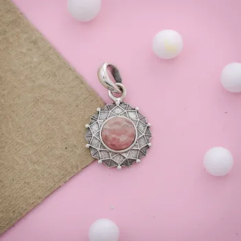 Mosaic collection rhodochrosite 925 sterling silver pendant jewelry