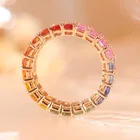 Ring Eternity Rings Custom Baguette Ring 18K Gold Rainbow Color Tennis Eternity Band Ring For Engagement