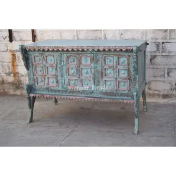 Antique Living Room Carved Traditional Antique Wooden Console Table Cum Box / Trunk Box