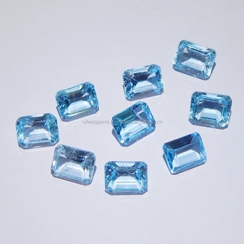 NATURAL SKY BLUE TOPAZ CUT FACETED GOOD COLOR & QUALITY 7X9 MM OCTAGON LOT