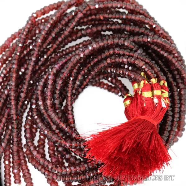 Red Garnet Natural Stone Beads Strand Rondelle Faceted Natural Stone