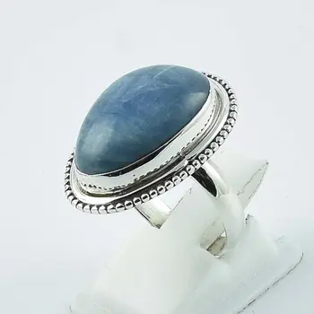 Solid 925 Sterling Silver Blue Opal Gemstone Ring Genuine Jewellery