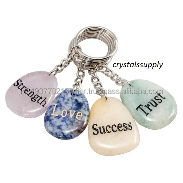 Engraved Stone Keychain Crystal Keychain Natural Stone Keychain