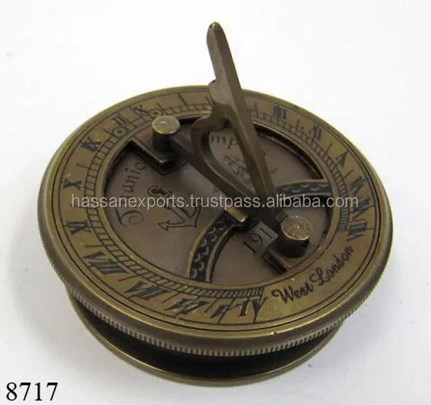 Antique Brass Round Sundial Compass Gift Item 