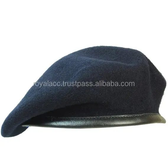 beret with leather band