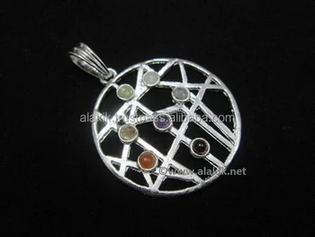Chakra Round Scrabble Pendant : Buy Charka pendants online : Genuine chakra stones