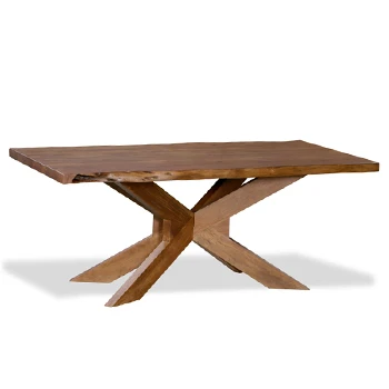 Industrial Vintage acacia Live edge top with wood legs dining table