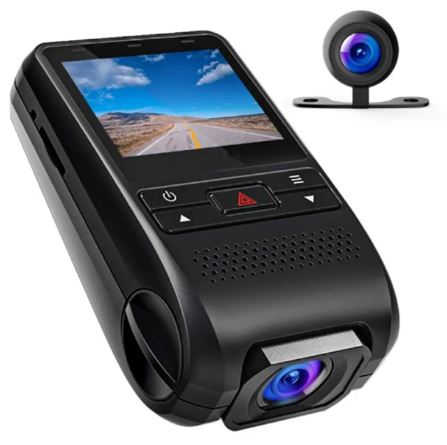 KKmoon Dash Cam Telecamera per Auto Full HD 1080P Car DVR Camera Doppia Lente Visione Notturna Novatek 96658 IMX 323 WiFi App Control for iOS Android Senza Telecamera Posteriore 