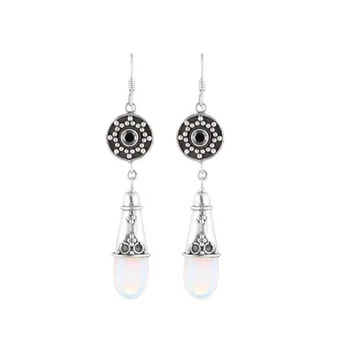 new product opal earring gemstone silver earrings women fashion 925 sterling silver earrings Indian jewelry suppliers festival