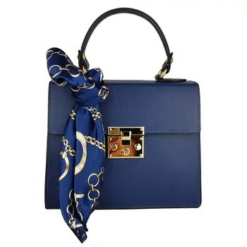 Women Handbag with Shoulder Strap Lady Handbag Italian Genuine Leather Bag FG Melanie Blue