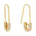 Sterling Silver Earring Silver Korean Micro Pave Jewelry 925 Sterling Silver Model Safety Pin Earring