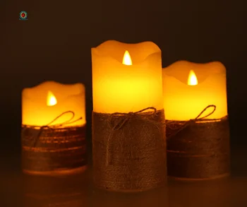 H4" 5" 6" 7" 8" 9" 10" 12" Bowknot Rope Electric Swing Flameless Pillar Candles LED Candle with Remote & Timer