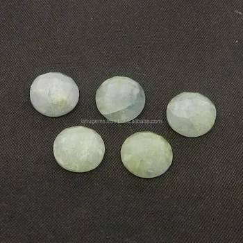 Natural milky aquamarine 10mm round checkerboard cut 3.16 cts loose gemstone for jewelry