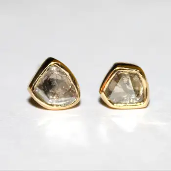 14k Solid Gold Natural Diamond Polki Earrings