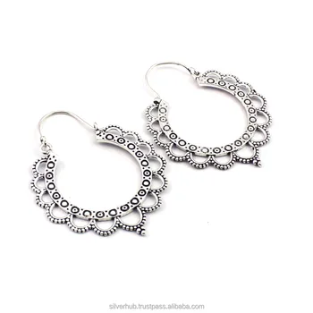 Hot Selling 925 Sterling Silver Hoop Earring Jewelry for Women Designer Indian Earring Fashion Jewelry at Wholesale Price