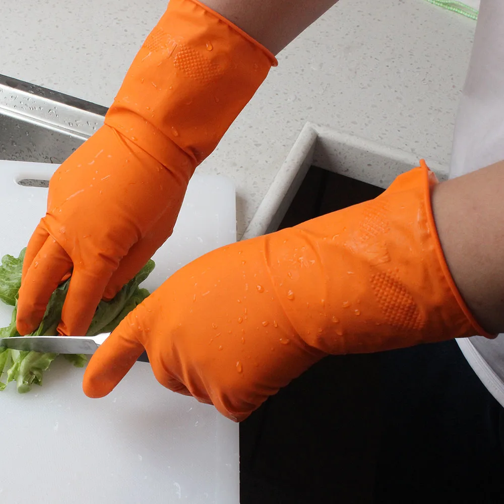 orange washing up gloves