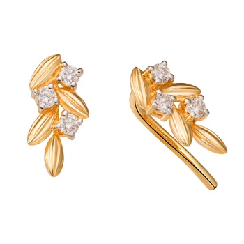 High quality 14K SOLID gold diamond earrings luxury jewelry wholesale - PNJ Vietnam jewelry manufacturer and wholesaler