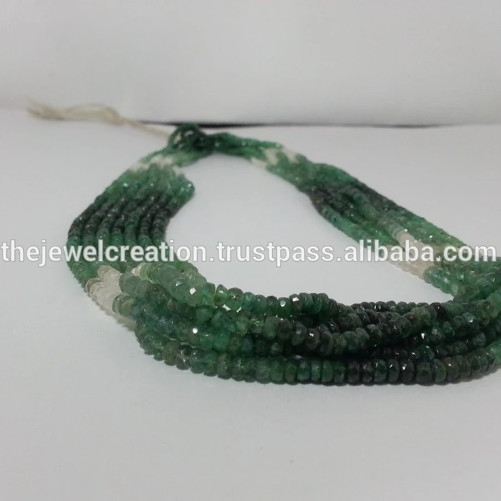 natural emerald shaded faceted rondelle gemstone be