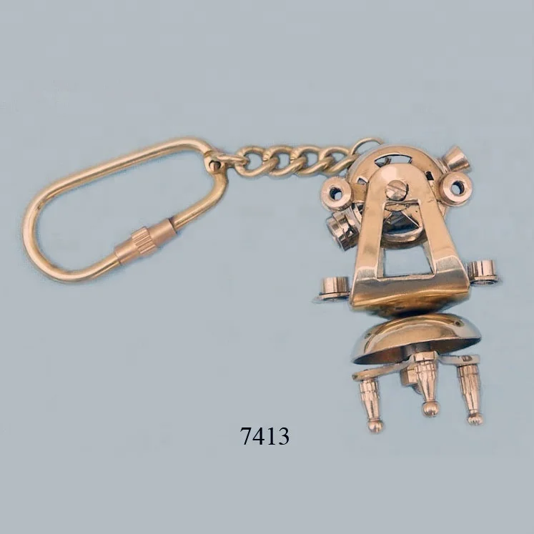 Nautical Brass Theodolite Key Chain Brass Collectible Unique design Key Ring 