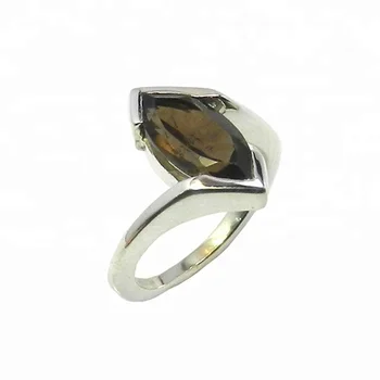 2022 Most Popular Smokey Topaz Quartz Gemstone Ring in 925 Sterling silver Silver Plated Stacking Handmade Silver Jewelry.